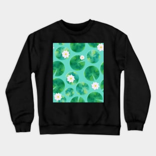 Lily Pads & Flowers Pond Pattern Crewneck Sweatshirt